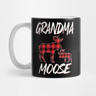 Red Plaid Grandma Moose Matching Family Pajama Christmas Gift Mug